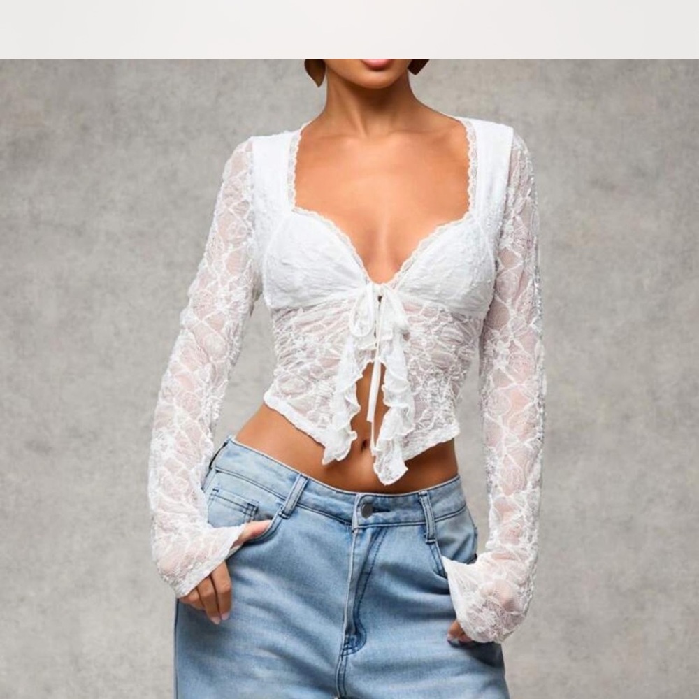 Elegant White Lace Women Top